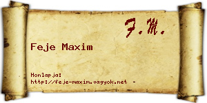 Feje Maxim névjegykártya